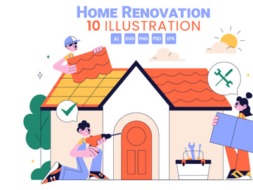 10 Home Renovation or Repair Service Illustration