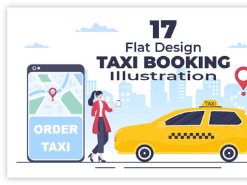 17 Online Taxi Booking Travel Service Flat Design Illustration