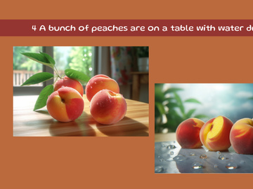 A bunch of peaches are on a table with water drops