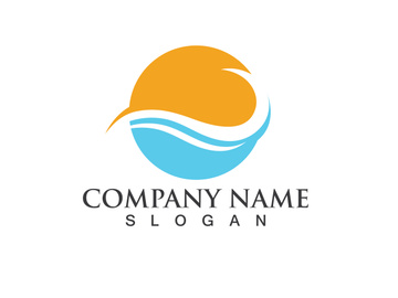Wave Blue Water beach Logo vector Icon