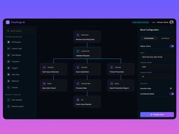 ai dashboard, saas ui, workflow builder, automation ui, dark mod