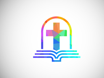 Low poly style church logo. Christian sign symbols. The Cross of Jesus