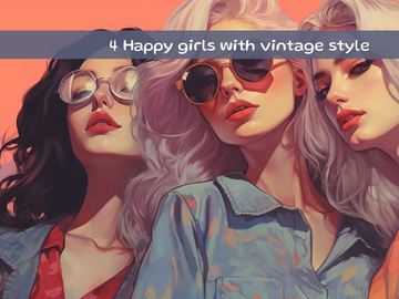Happy girls with vintage style