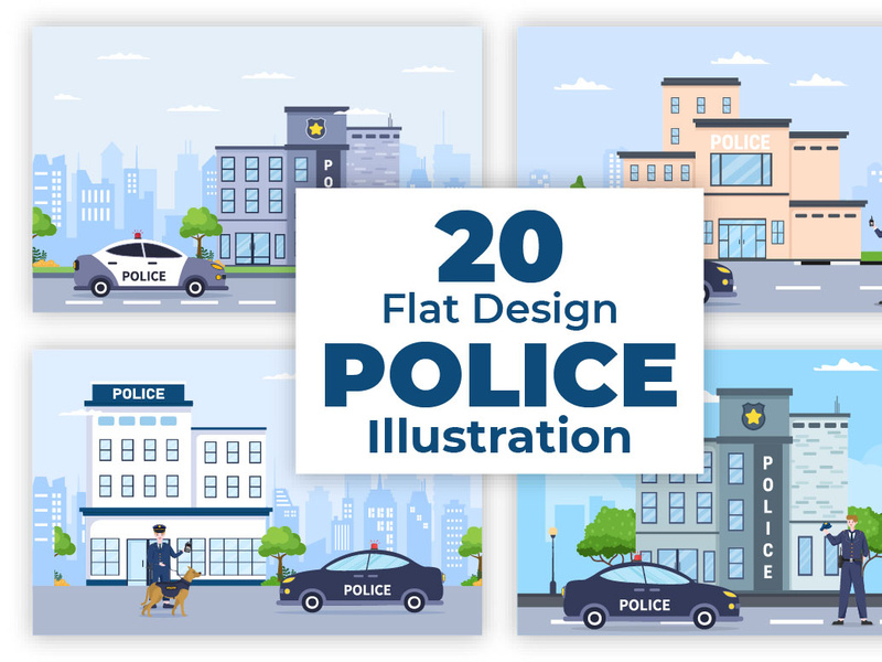 20 Police Station Department Building Illustration by ~ EpicPxls