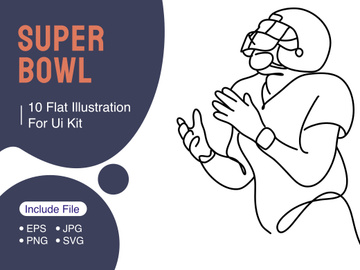 Line art flat illustration Super Bowl