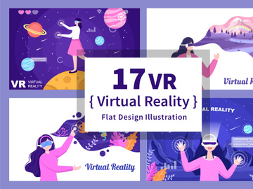 17 VR Glasses Virtual Reality Vector Illustration