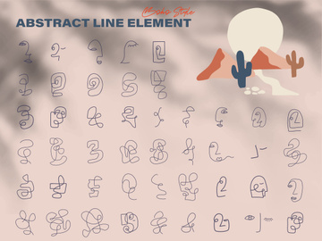 One line hand drow element, woman face portrait vector