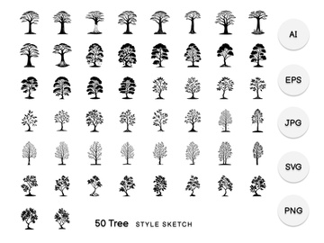 Tree Element Draw Black