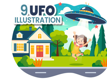 9 UFO Flying Spaceship Illustration