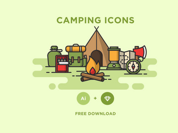 Free Minimal Camping Vector Icons