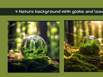 Nature background with globe and leaves