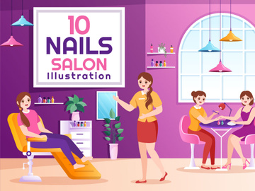 10 Nail Polish Salon Illustration