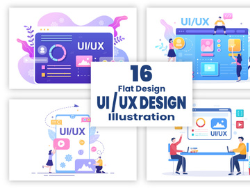16 UI & UX Programmer Flat Design