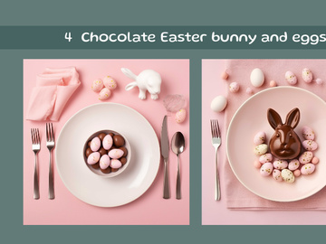 Chocolate Easter bunny and eggs