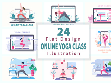 24 Online Lessons Yoga and Meditation Classes Illustration