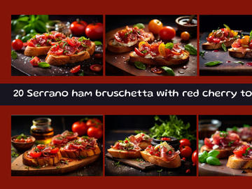 Serrano ham bruschetta with red cherry tomatoes
