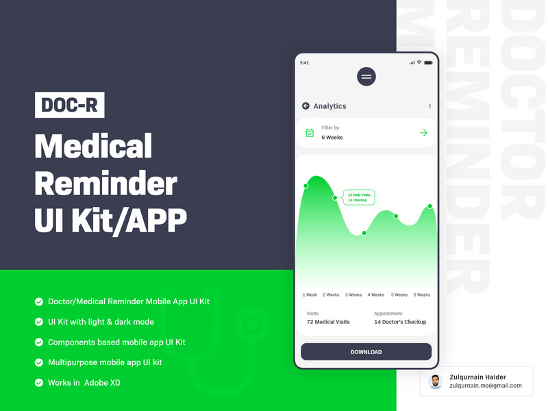 DOC-R (Doctor/Medical Reminder) UI Kit by Zulqurnainb97a ~ EpicPxls