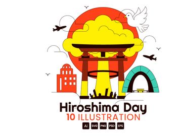 10 Hiroshima Day Vector Illustration