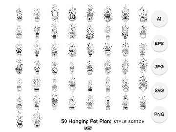 Hanging Pot Plant Element Icon Black