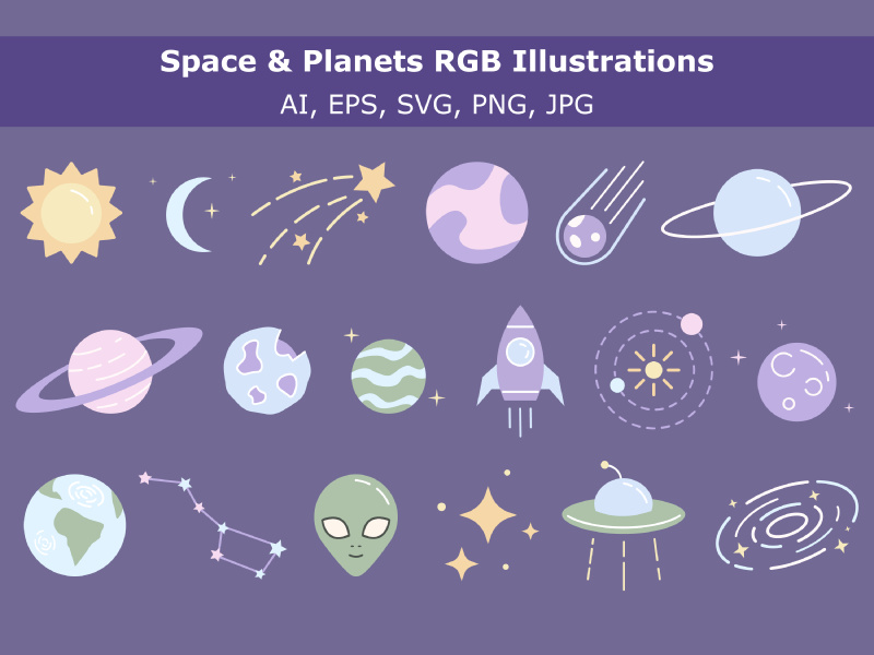 Space Flat Vector Icons Pack by Lucages ~ EpicPxls
