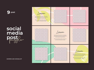 Social Media Post Template Instagram Puzzle Vector