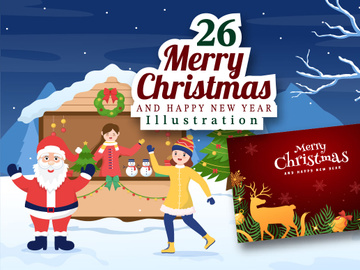 26 Merry Christmas and Happy New Year Illustration