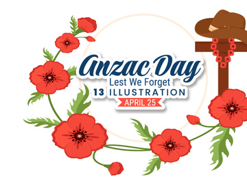 13 Anzac Day of Lest We Forget Illustration