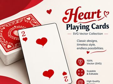 Heart Playing Cards SVG Bundle – Romantic Card Game Vector Graphics
