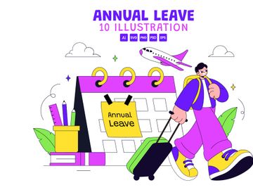 10 Annual Leave Vector Illustration