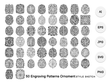 Engraving Patterns Ornamen Element Black
