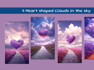 Heart shaped clouds in the sky