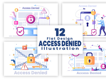 12 Login Access Denied Vector Illustration