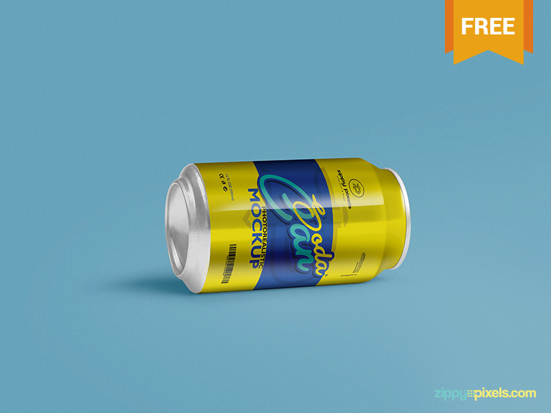 免费软饮料罐模拟图PSD(Free Soft Drink Can Mockup PSD)插图