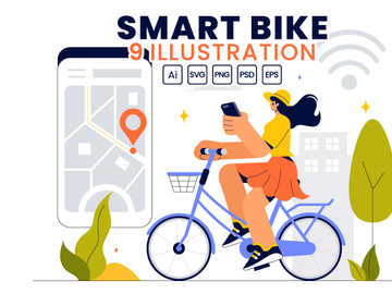 9 Smart Technology Bike Illustration
