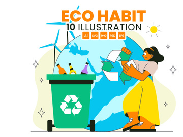 10 Eco Habit Illustration