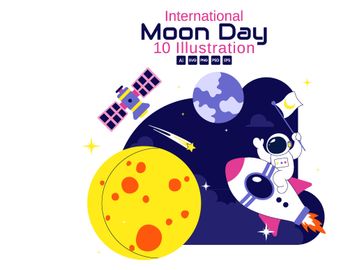 10 International Moon Day Illustration
