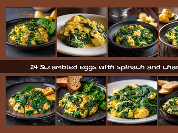 Scrambled eggs with spinach and chard