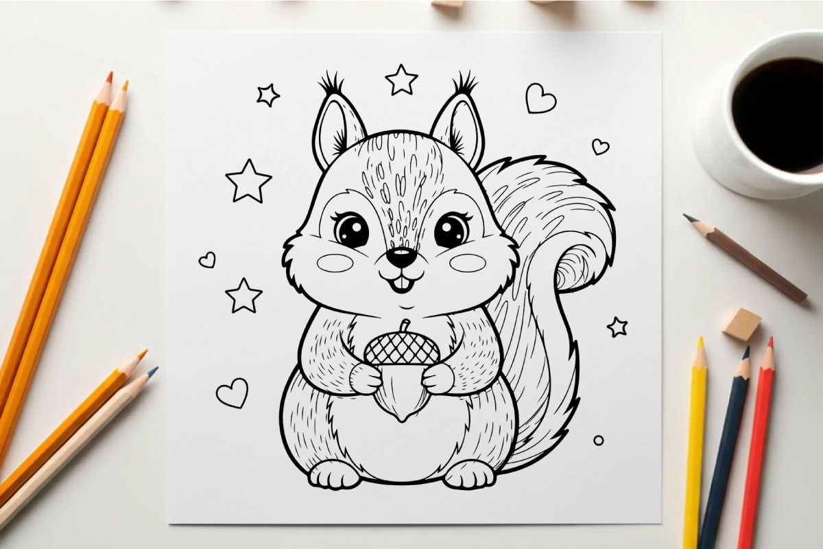 Cute squirrel holding ice cream vector illustration