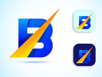 Abstract initial alphabet B logo design. Multi-color gradient letter icon vector illustration.