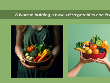 Woman holding a bowl of vegetables and fruits
