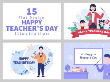 15 Happy Teacher's Day Background Vector Illustration