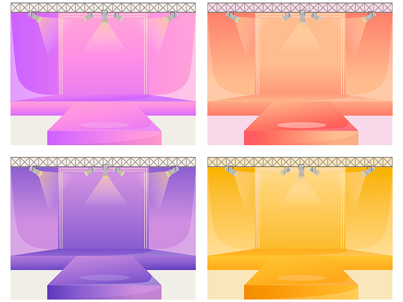Runway platform flat color vector illustration set by The ~ EpicPxls