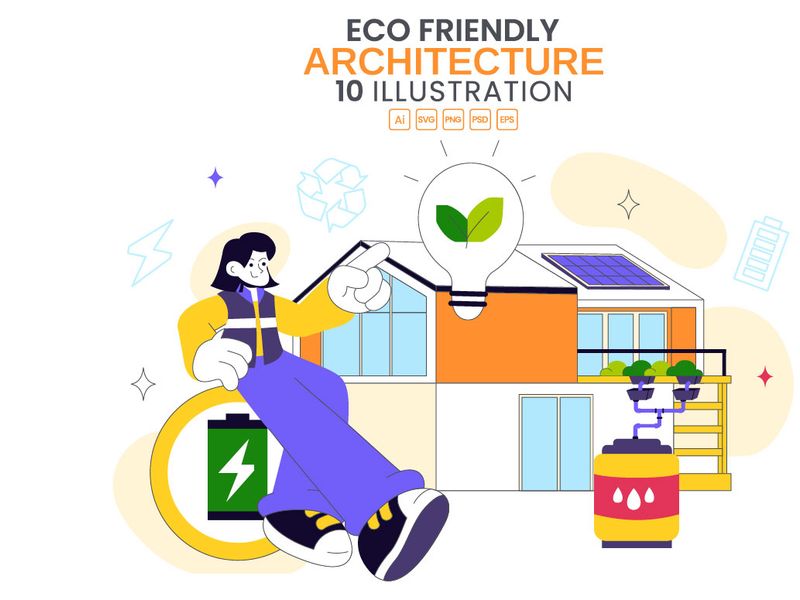 10 Eco Friendly Architecture Illustration by denayuneep ~ EpicPxls