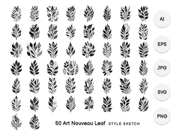 Art Nouveau Leaf Element Black