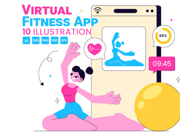 10 Virtual Fitness App Promotion Illustration