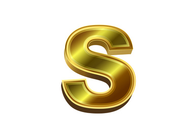 3d golden letter. Luxury gold English alphabet on white background