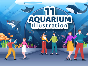 11 Aquarium Flat Illustration