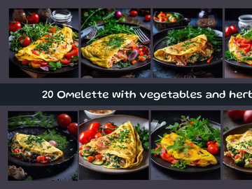 Omelette with vegetables and herbs