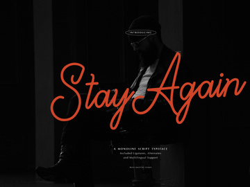 Stay Again | Monoline Script Font