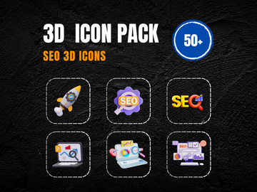 SEO 3D Icons for Social Media Marketing